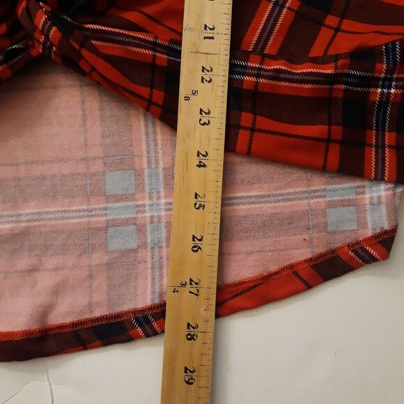 Absolutely Famous Top Women 2X Red Black Buffalo Plaid Front Knot Tie Button Up - Picture 9 of 13